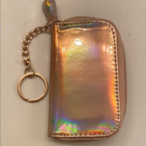 Mini Wallet Key Chain Iridescent Rose Gold